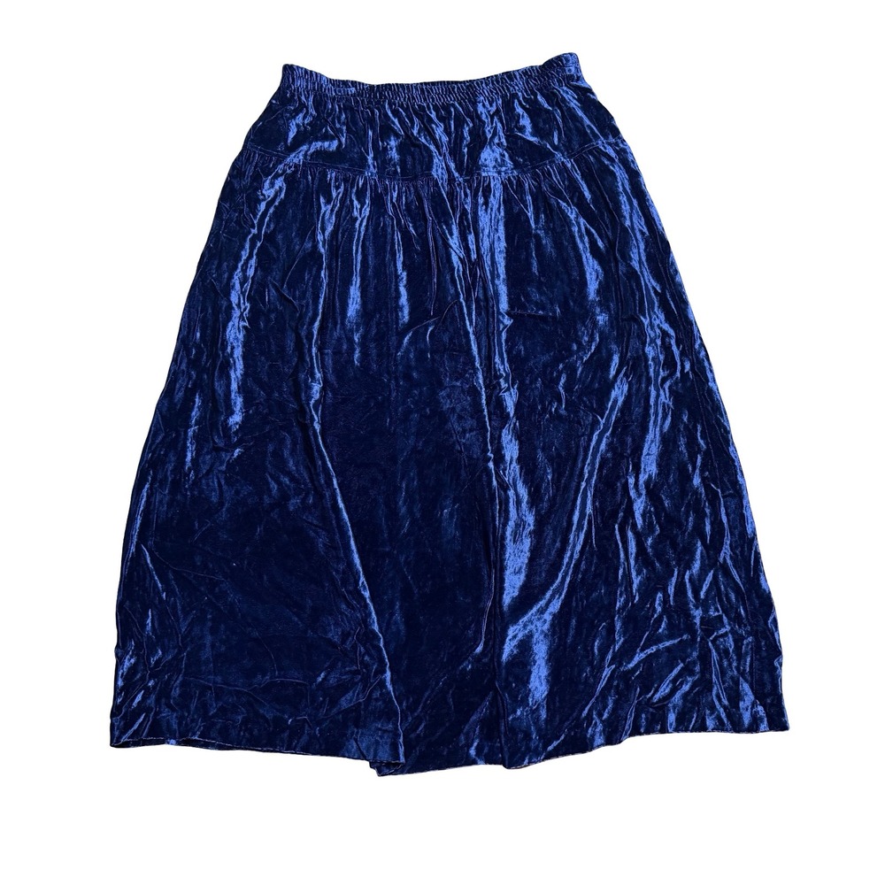 VTG 90s Carole Little Blue Crushed Velvet Midi Skirt Size 16 Whimsigoth Gotch